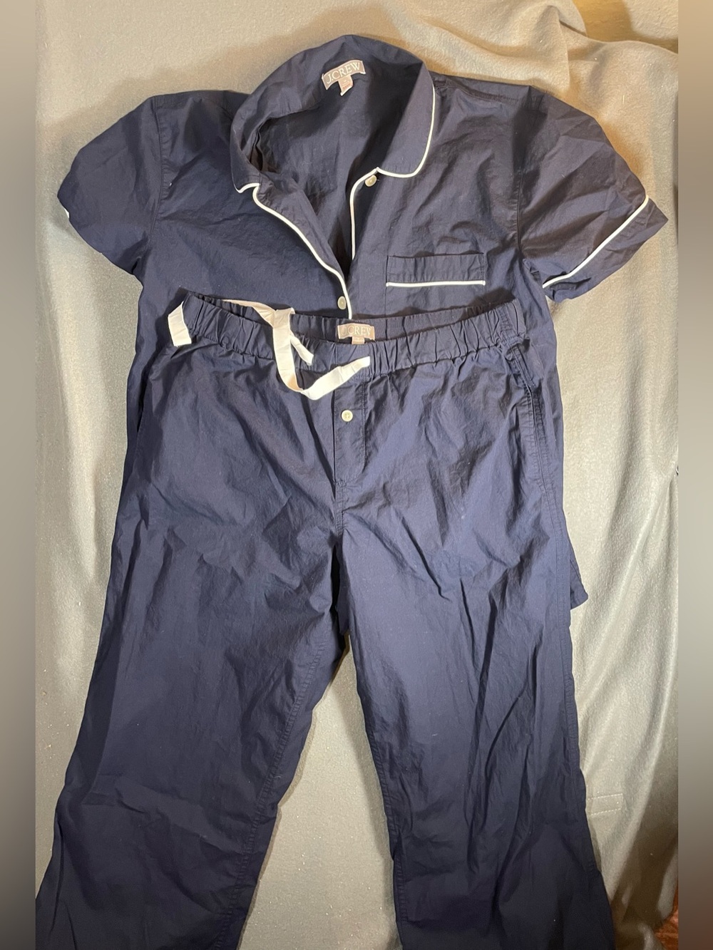 J.Crew Women’s 100% Cotton Short Sleeve Pajama Set Navy Blue Size M BA015